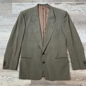 Giorgio Armani Le Collezioni Mens Blazer Jacket Green Check Pure New Wool 39R